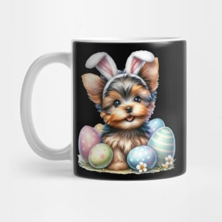 Puppy Yorkshire Terrier Bunny Ears Easter Eggs Happy Easter Mug